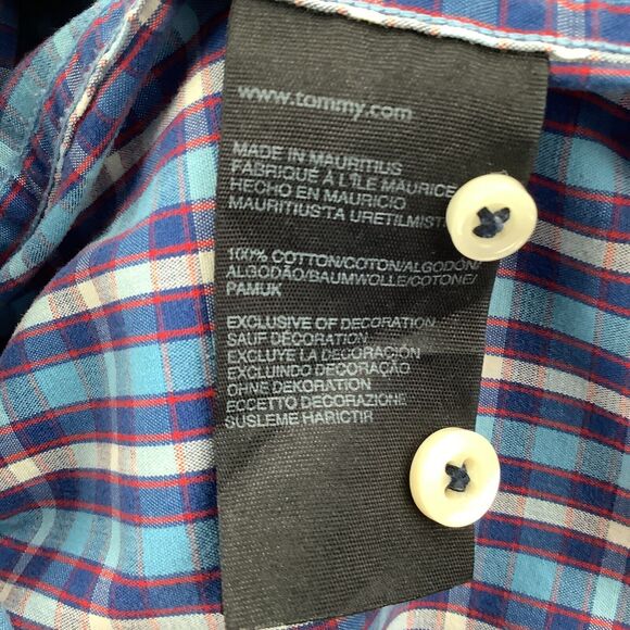 Tommy Hilfiger Men’s XL Plaid Shirt Button Up Down Long Sleeves Blue Classic Fit - Picture 15 of 16